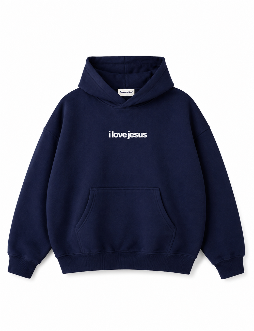 navy blue "i love jesus" hoodie